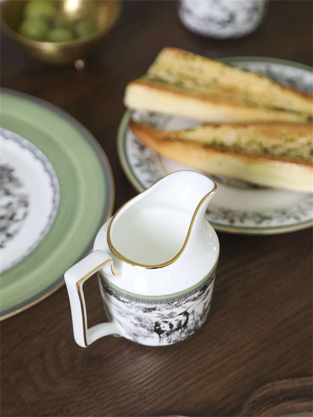 Woodland Toile Bone China 5‑Piece Tea Set for Two – Essential Teapot & Cup Set