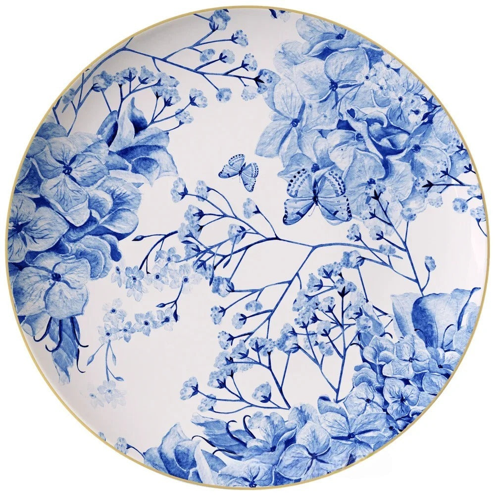 Azure Bloom Fine Bone China Dinner Plate Set