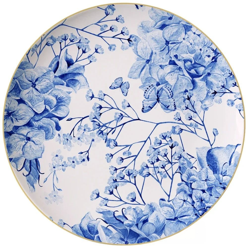 Azure Bloom Fine Bone China 10.5‑Inch Dinner Plate