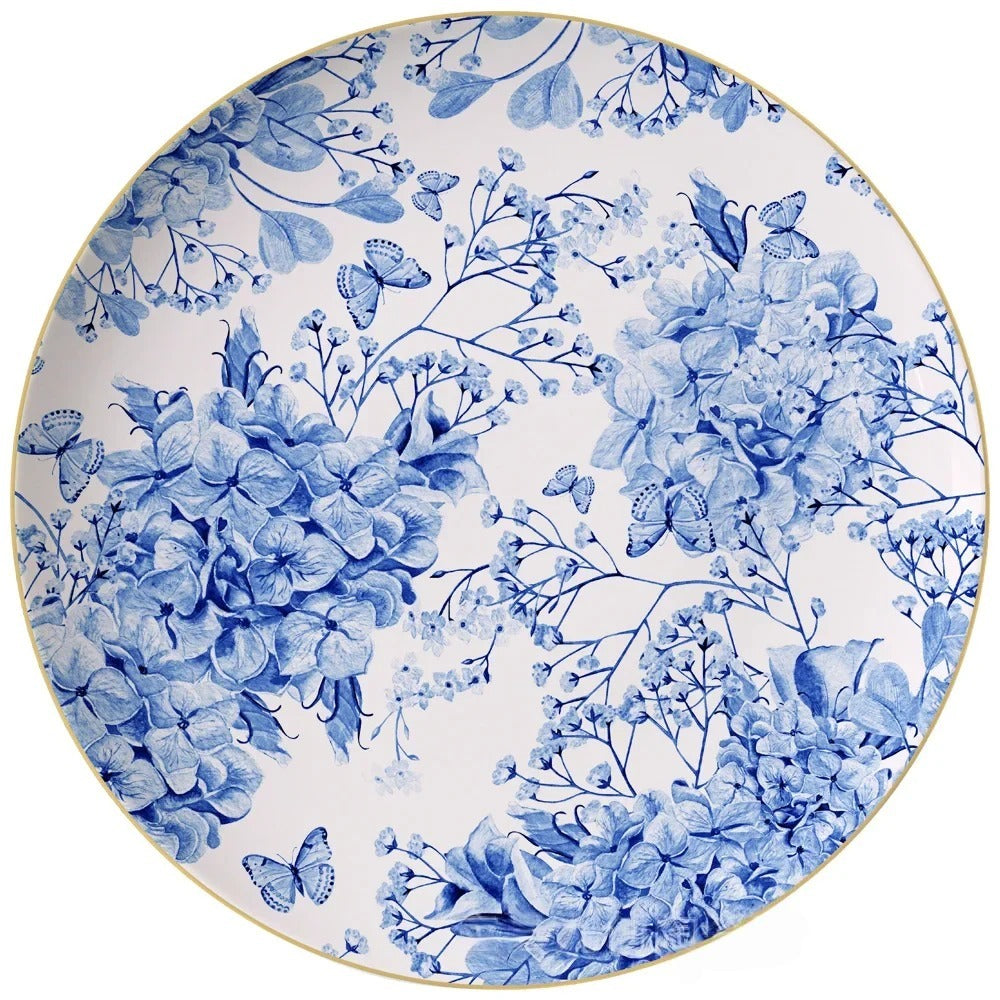 Azure Bloom Fine Bone China 8‑Inch Soup Plate