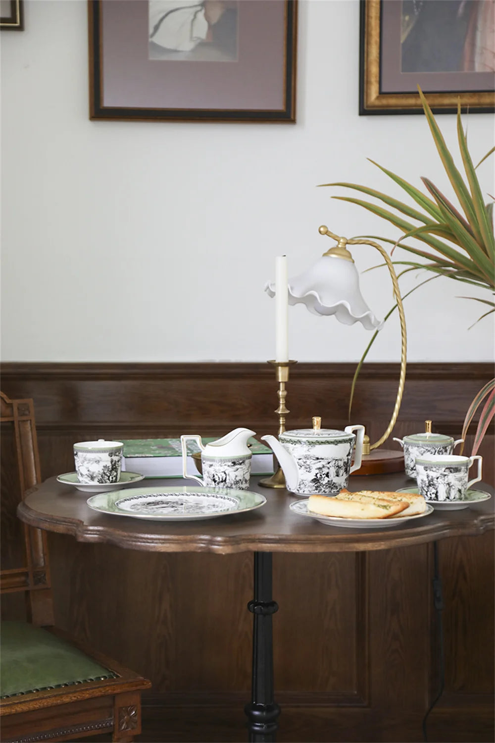 Woodland Toile Bone China 5‑Piece Tea Set for Two – Essential Teapot & Cup Set