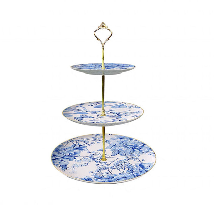 Azure Bloom Fine Bone China Three‑Tier Dessert Stand Three‑Tier Dessert Stand