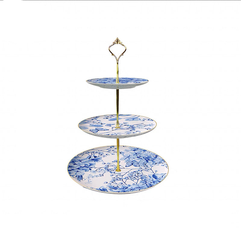Azure Bloom Three‑Tier Dessert Stand