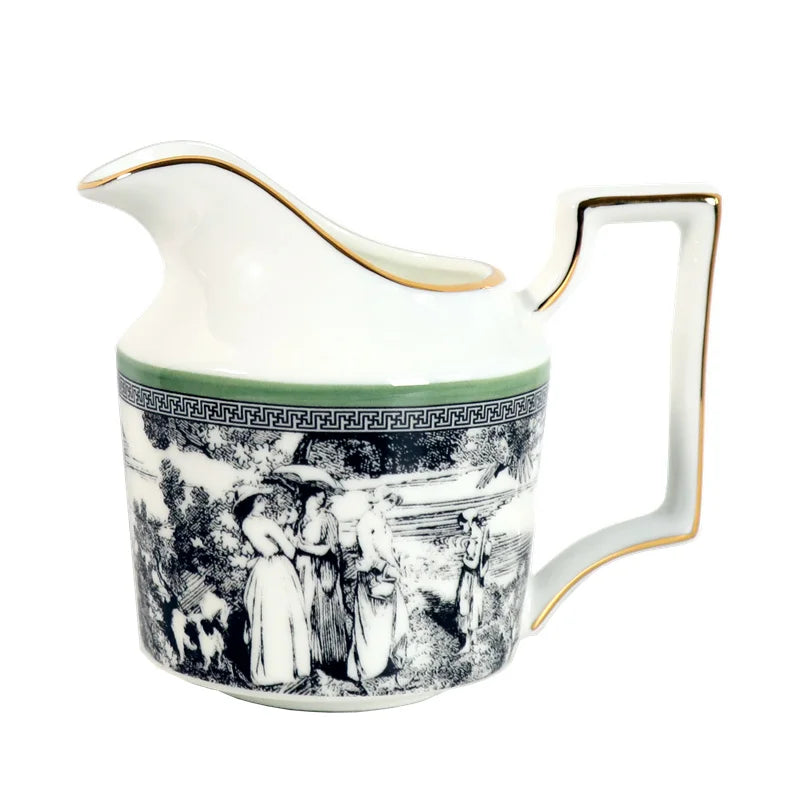 Woodland Toile Bone China 5‑Piece Tea Set for Two – Essential Teapot & Cup Set