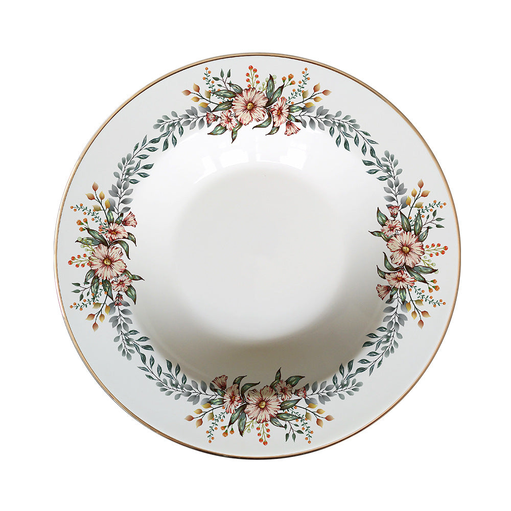 Verdant Garden Fine Bone China 8‑Inch Soup Plate 8 inch Soup Plate