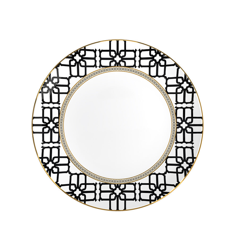 Noir Lattice Fine Bone China Geometric Black 12‑Inch Serving Plate 12 inch Plate