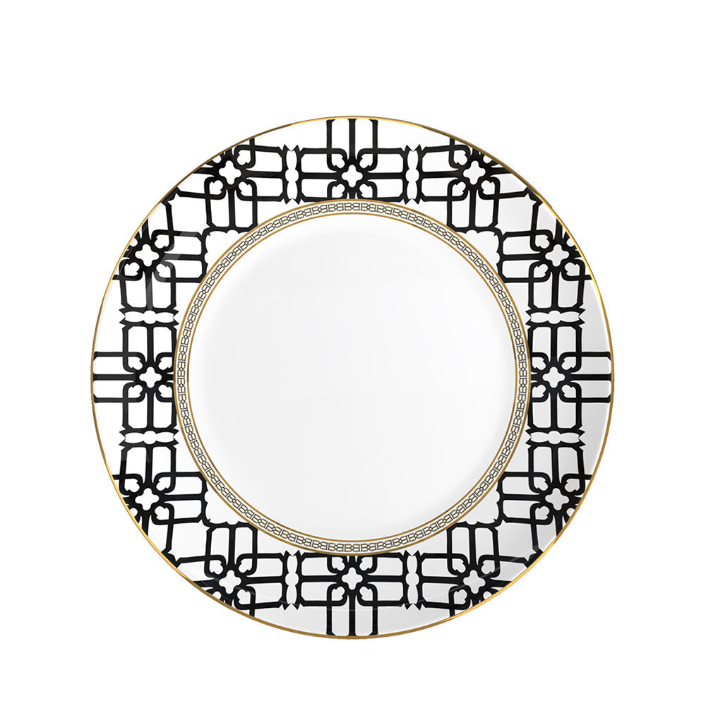 Noir Lattice Fine Bone China Geometric Black 10.5‑Inch Dinner Plate 10.5 inch Plate