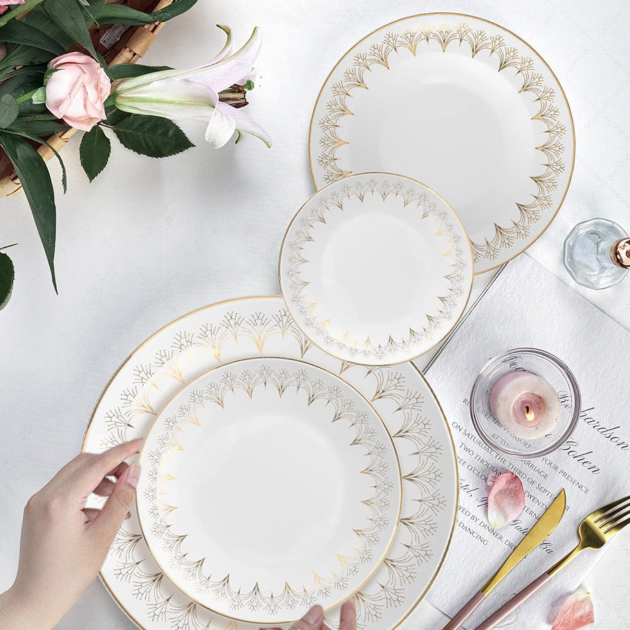 Lumière Arc Fine Bone China Gold Art Deco 12.5-inch Oval Plate