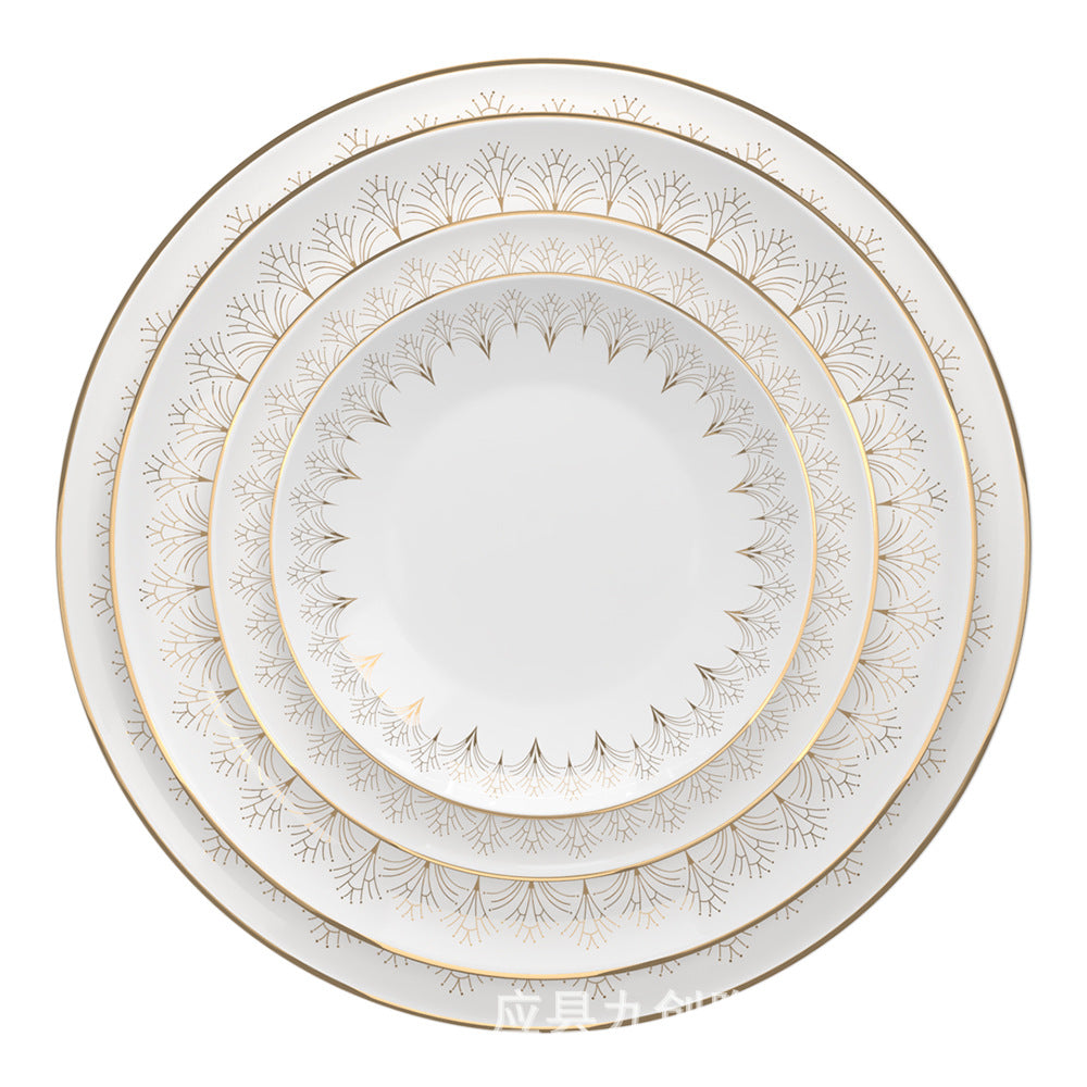 Lumière Arc Fine Bone China Gold Art Deco 12.5-inch Oval Plate