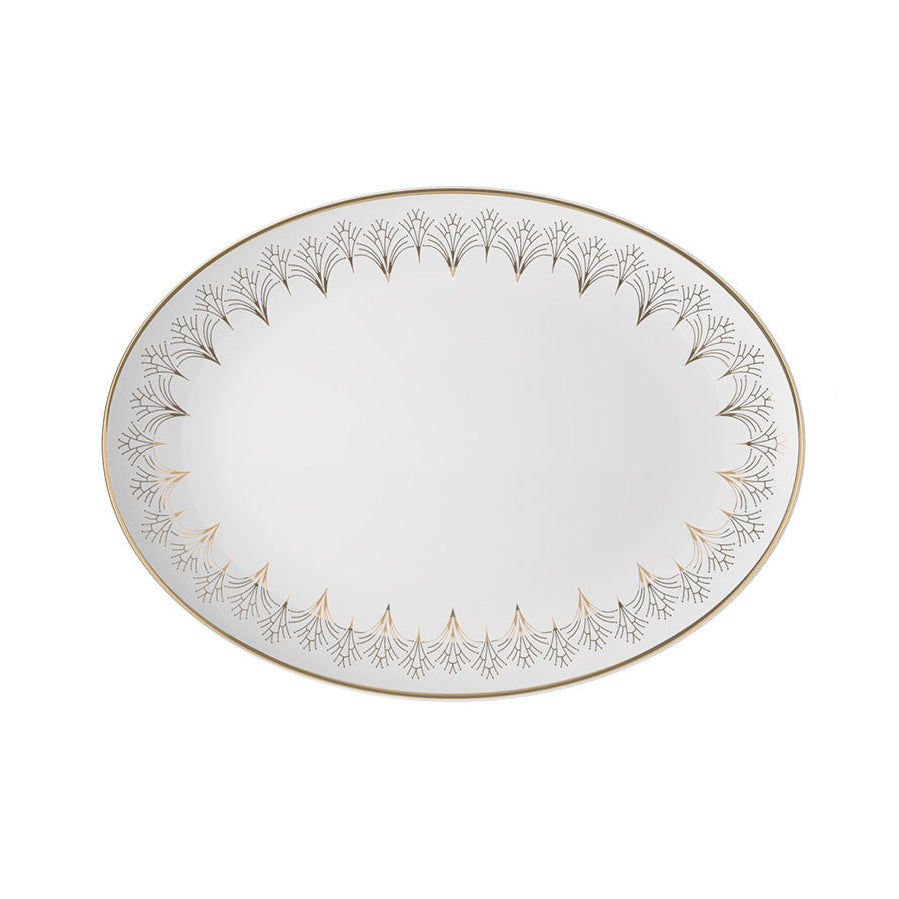 Lumière Arc Fine Bone China Gold Art Deco 12.5-inch Oval Plate 12.5 inch Oval Plate