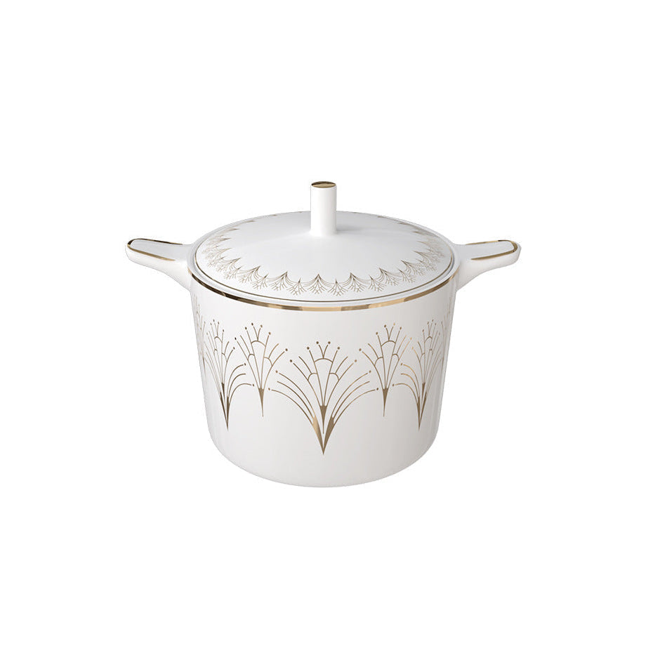 Lumière Arc Fine Bone China Gold Art Deco 12.5-inch Oval Plate