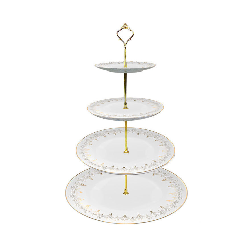 Lumière Arc Fine Bone China Gold Art Deco Four‑Tier Dessert Stand Four-Tier Dessert Stand