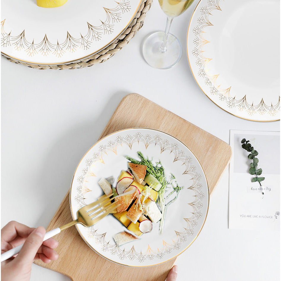 Lumière Arc Fine Bone China Gold Art Deco 12.5-inch Oval Plate