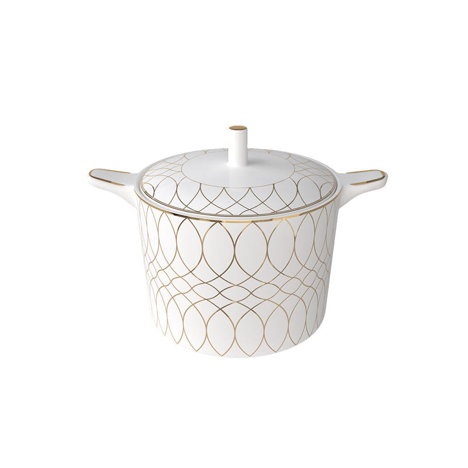 Luxe Ivory Lattice Bone China Geometric 5‑Piece Tea Set for Two – Essential Teapot & Cup Set