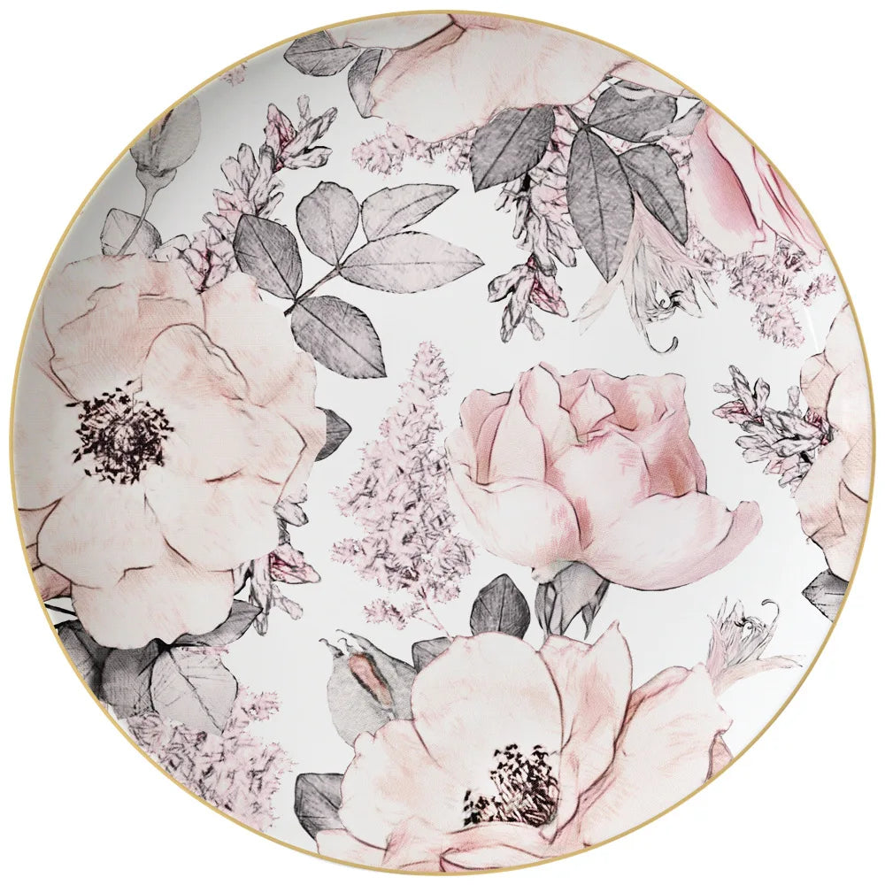 Blush Reverie Bone China Floral 5‑Piece Tea Set for Two – Essential Teapot & Cup Set