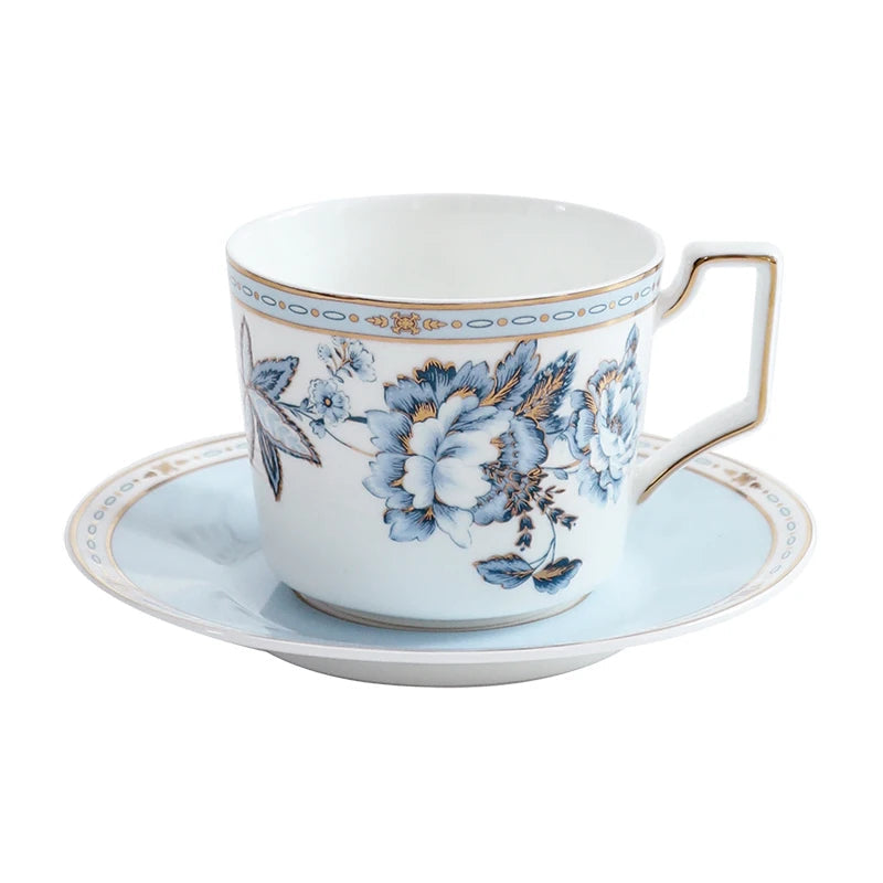 Moonlit Florals Bone China 5‑Piece Tea Set for Two – Essential Teapot & Cup Set