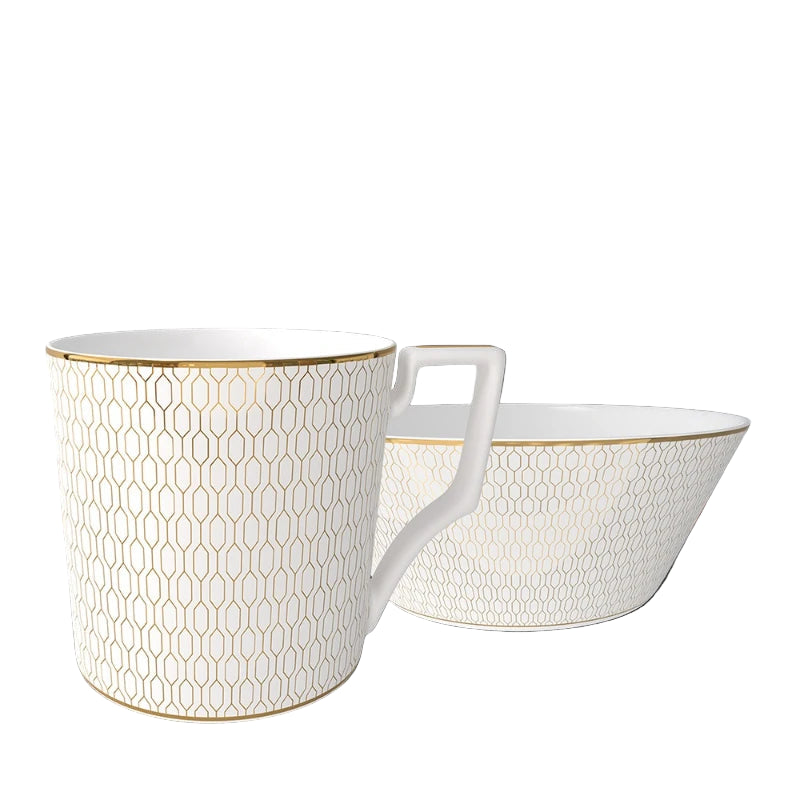 Nouvelle Or Lys Bone China 5‑Piece Tea Set for Two – Essential Teapot & Cup Set
