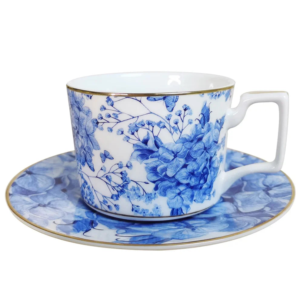 Azure Bloom Fine Bone China Dinner Plate Set