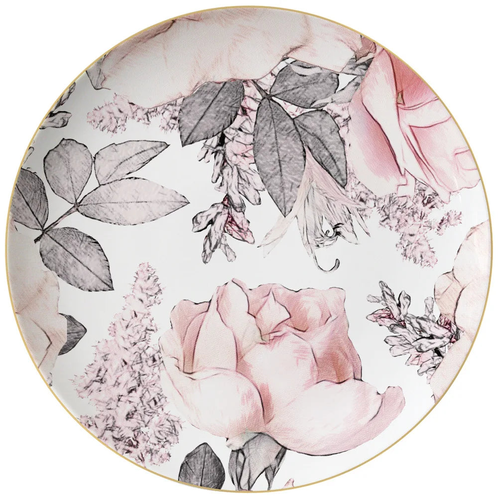 Blush Reverie Bone China Floral 5‑Piece Tea Set for Two – Essential Teapot & Cup Set