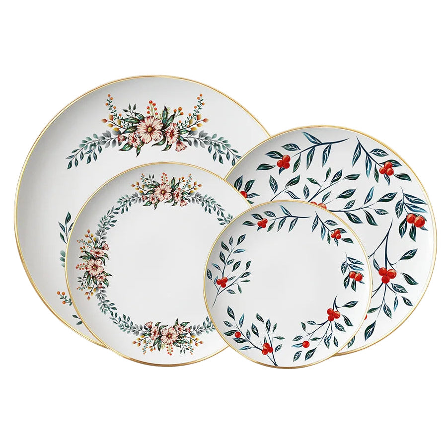 Verdant Garden Bone China 5‑Piece Tea Set for Two – Essential Teapot & Cup Set