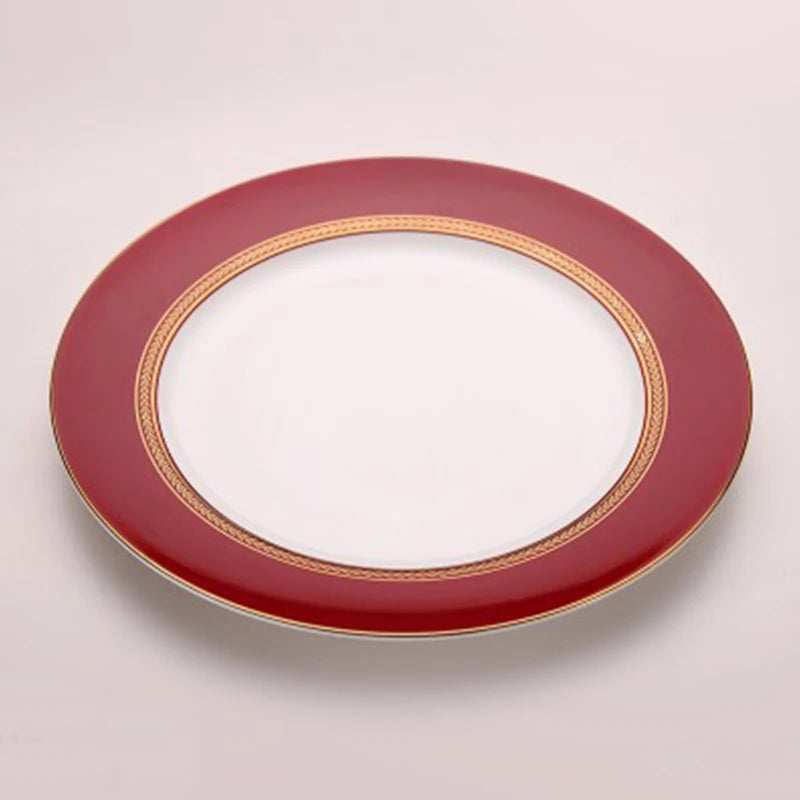 Crimson Lattice Bone China Tea Cup & Saucer Set