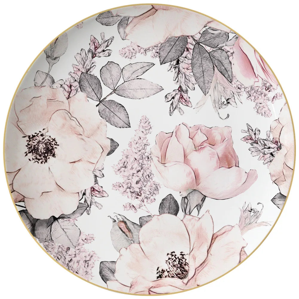 Blush Reverie Bone China Floral 5‑Piece Tea Set for Two – Essential Teapot & Cup Set