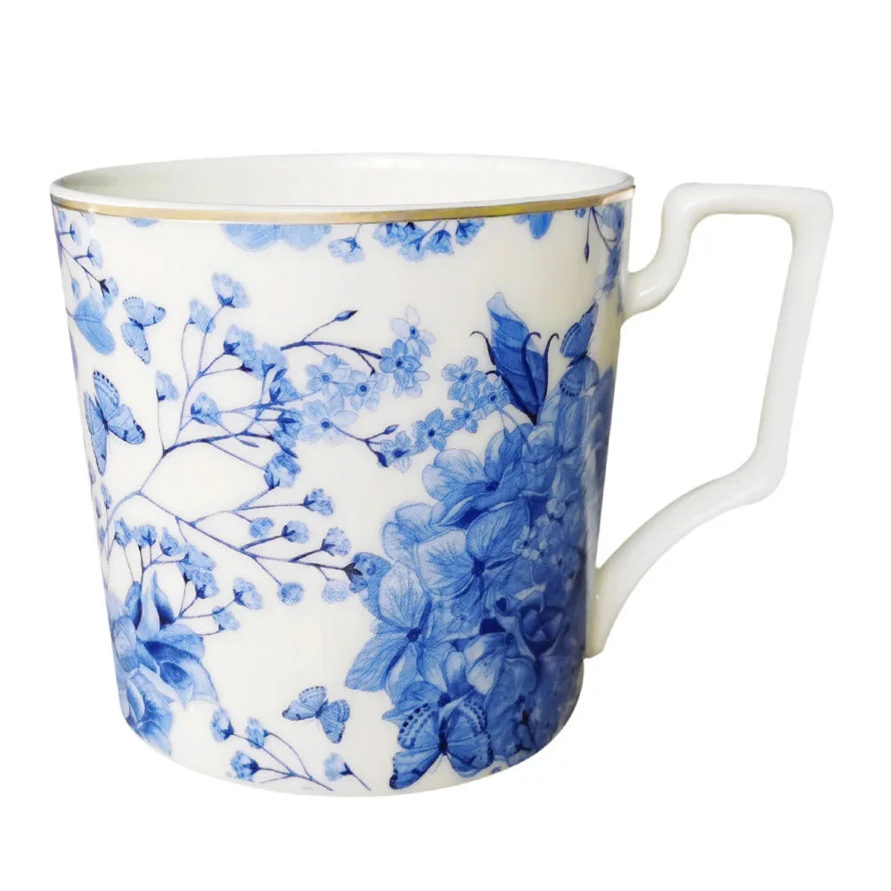Azure Bloom Fine Bone China Dinner Plate Set