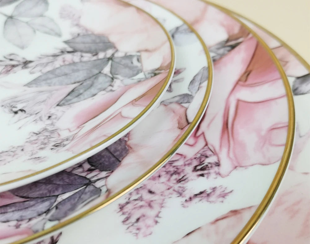 Blush Reverie Bone China Floral 5‑Piece Tea Set for Two – Essential Teapot & Cup Set