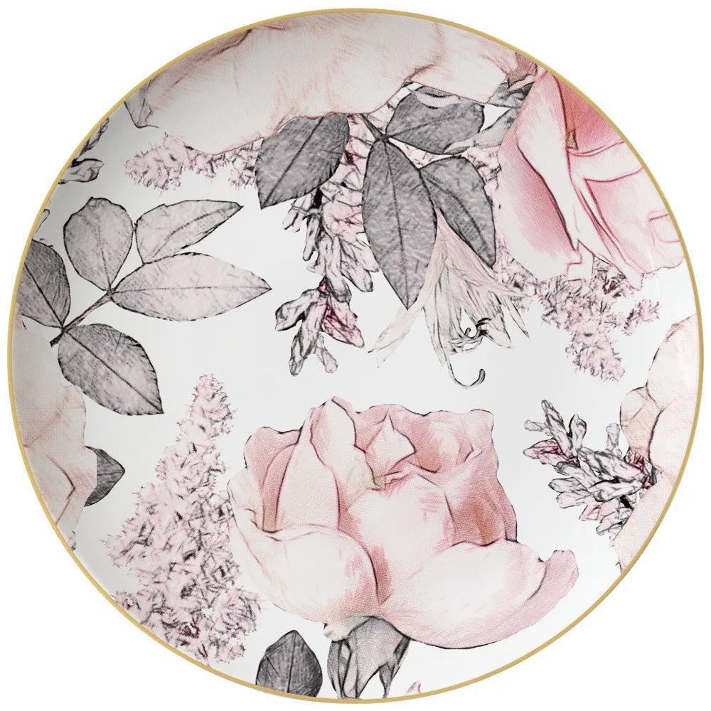Blush Reverie Bone China Floral 5‑Piece Tea Set for Two – Essential Teapot & Cup Set