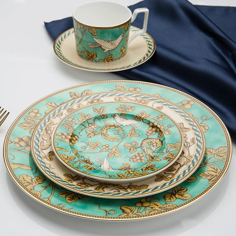 Canopy Aviary Bone China Tea Set for One – Cup Set & Plates