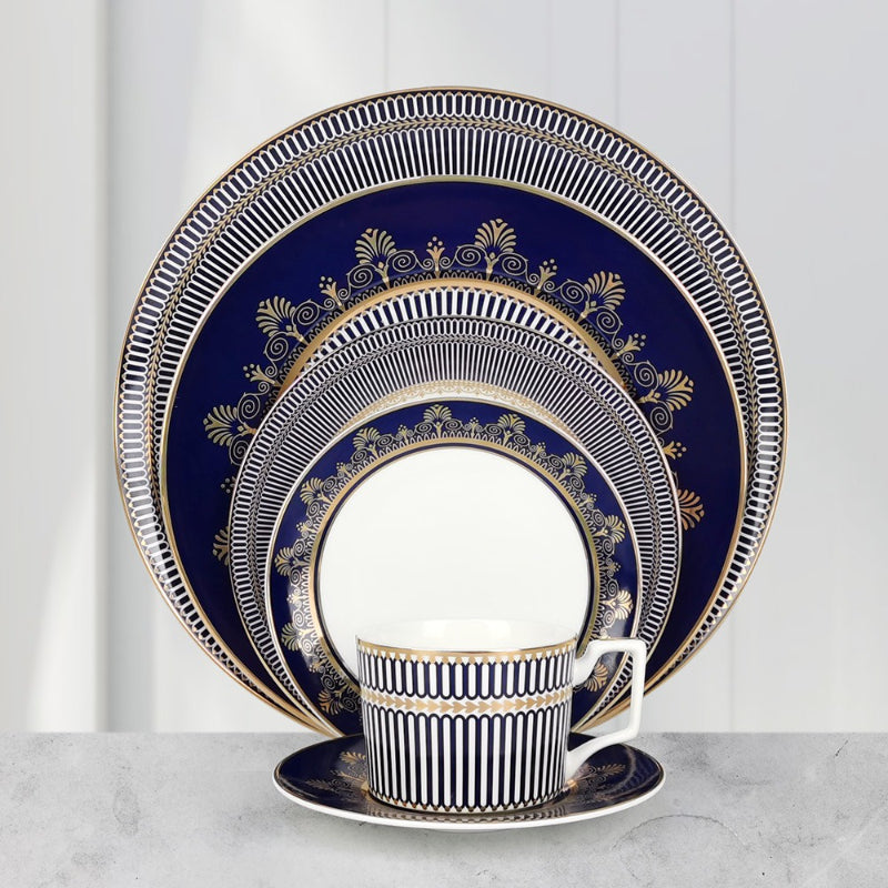 Regency Stripe Bone China 5‑Piece Tea Set for Two – Essential Teapot & Cup Set