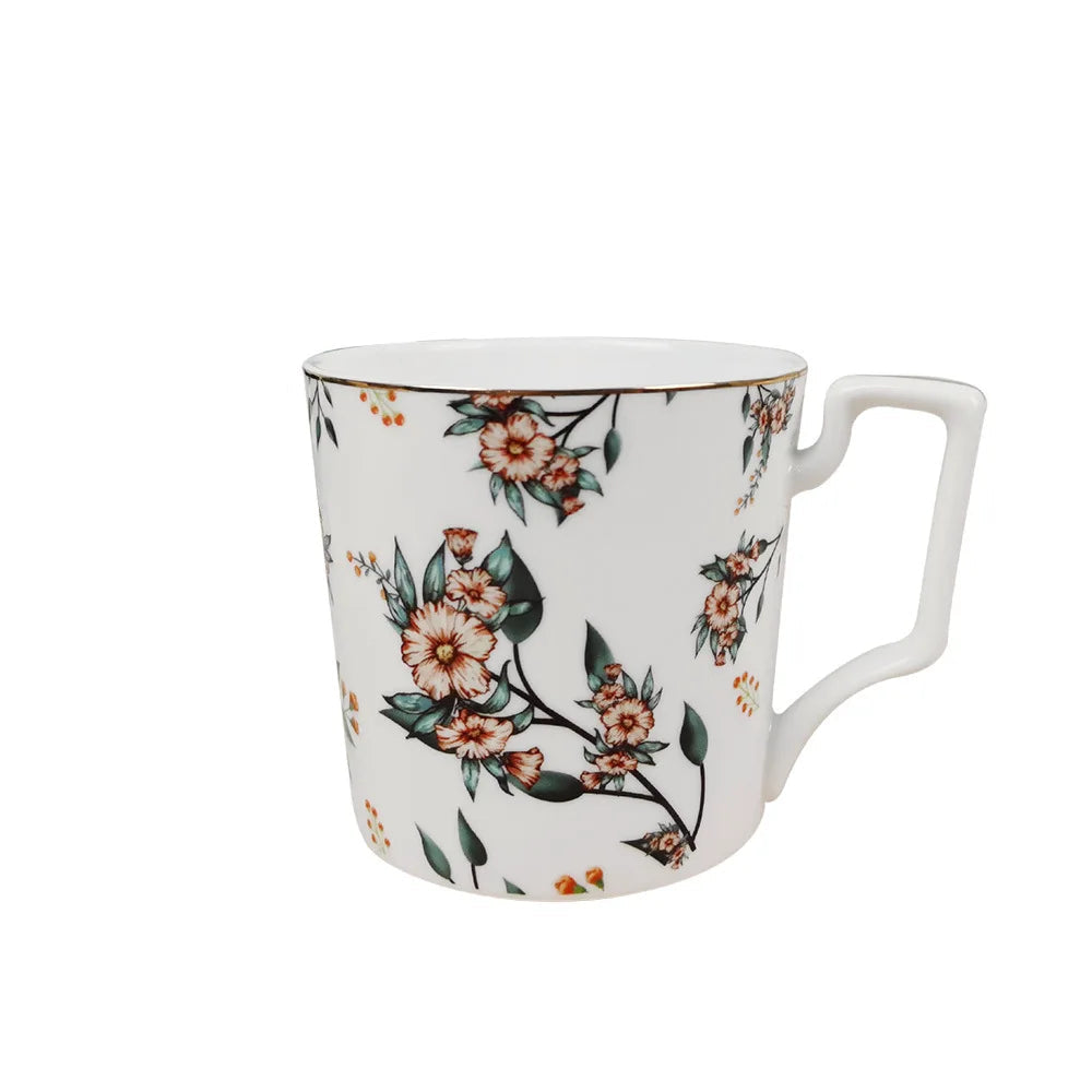 Verdant Garden Bone China 5‑Piece Tea Set for Two – Essential Teapot & Cup Set