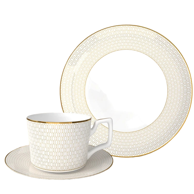 Nouvelle Or Lys Bone China 5‑Piece Tea Set for Two – Essential Teapot & Cup Set