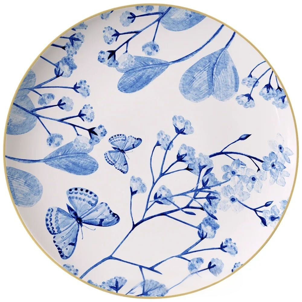 Azure Bloom Fine Bone China Dinner Plate Set