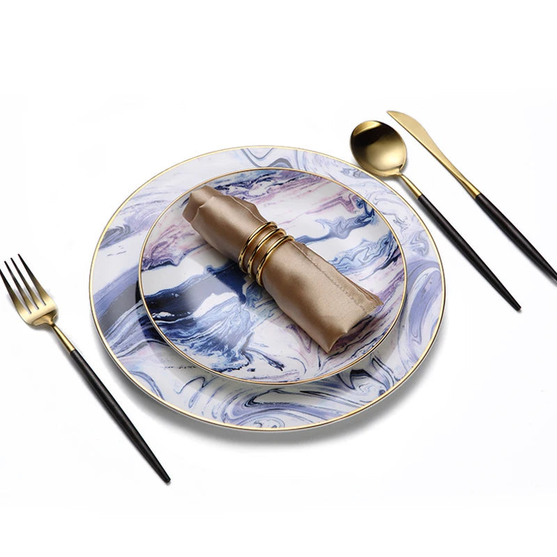 Aurora Marble Plate Set