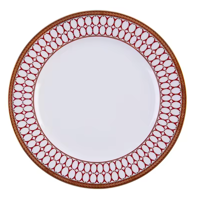 Crimson Lattice Bone China Tea Cup & Saucer Set