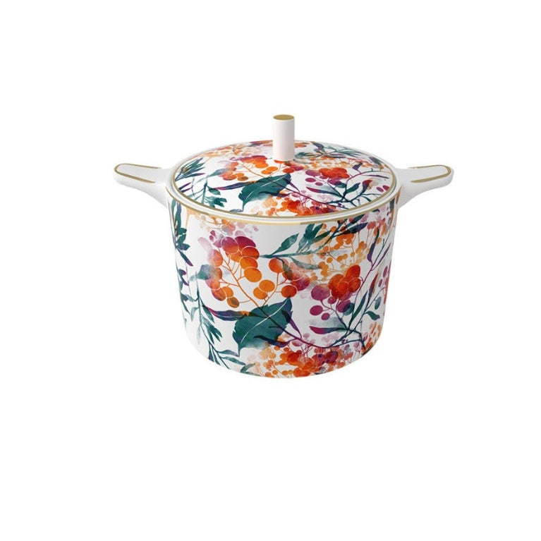 Sienna Botanicals Bone China Artistic Floral 15‑Piece Tea Set for Two – Hosting Set