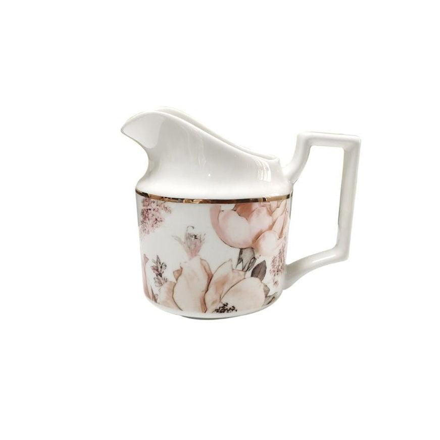 Blush Reverie Bone China Floral 5‑Piece Tea Set for Two – Essential Teapot & Cup Set