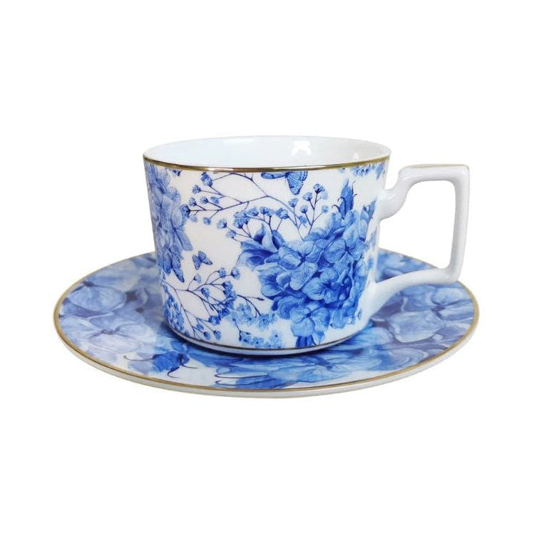 Azure Bloom Bone China Tea Cup & Saucer Set Cup & Saucer Set - 275ml