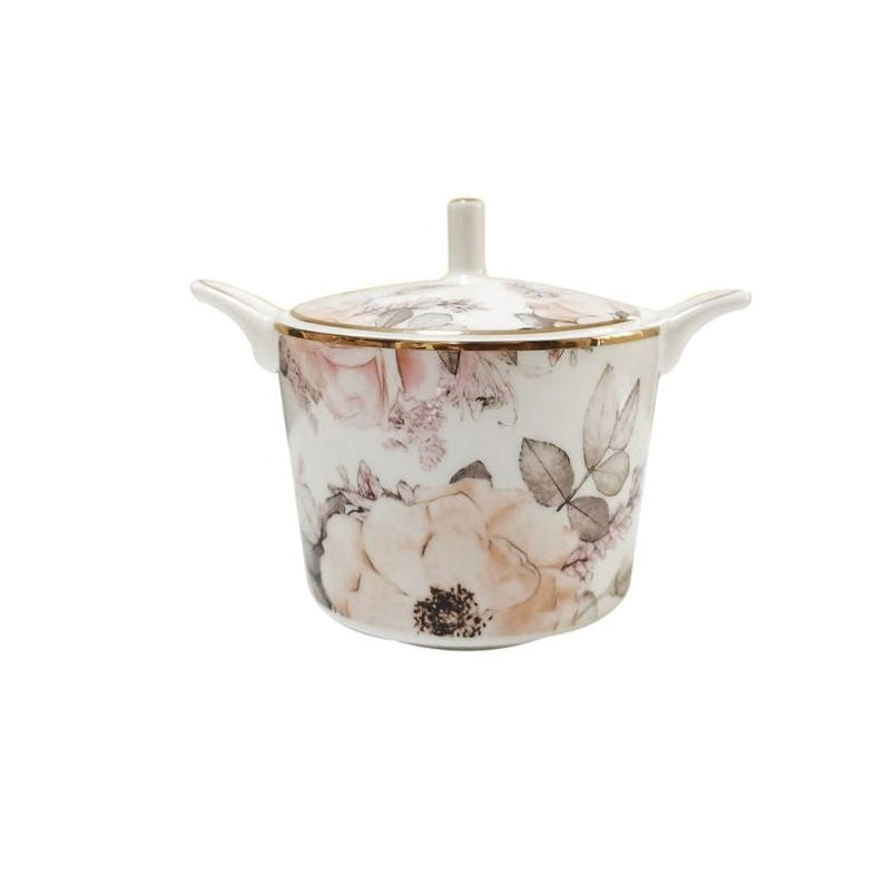 Blush Reverie Bone China Floral 5‑Piece Tea Set for Two – Essential Teapot & Cup Set