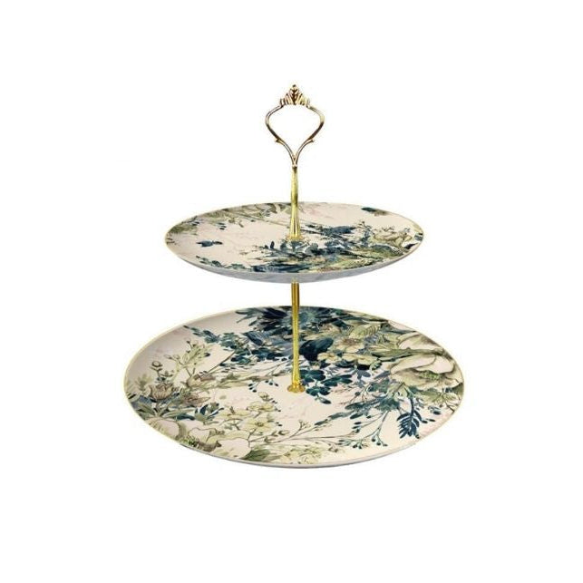 Elysian Garden Fine Bone China Four‑Tier Dessert Stand