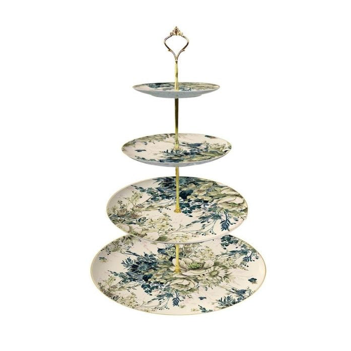Elysian Garden Fine Bone China Three‑Tier Dessert Stand