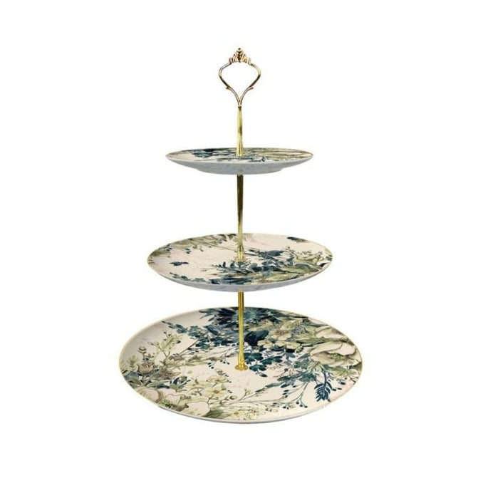 Elysian Garden Fine Bone China Four‑Tier Dessert Stand