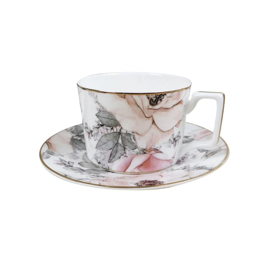 Blush Reverie Fine Bone China Floral 6‑Inch Cereal Bowl