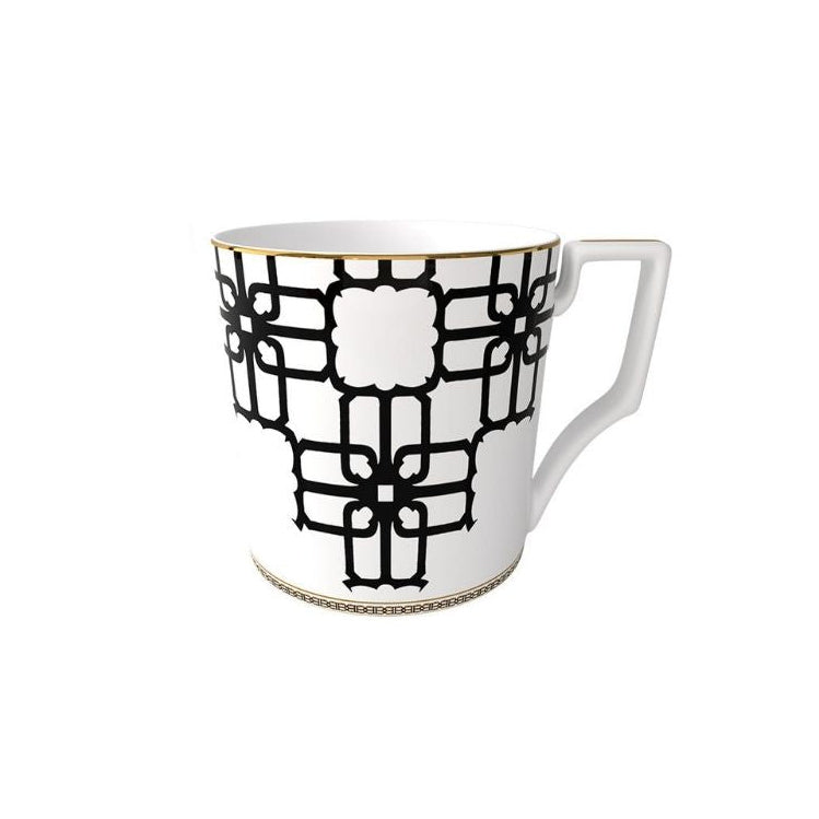 Noir Lattice Fine Bone China Geometric Black Three‑Tier Dessert Stand