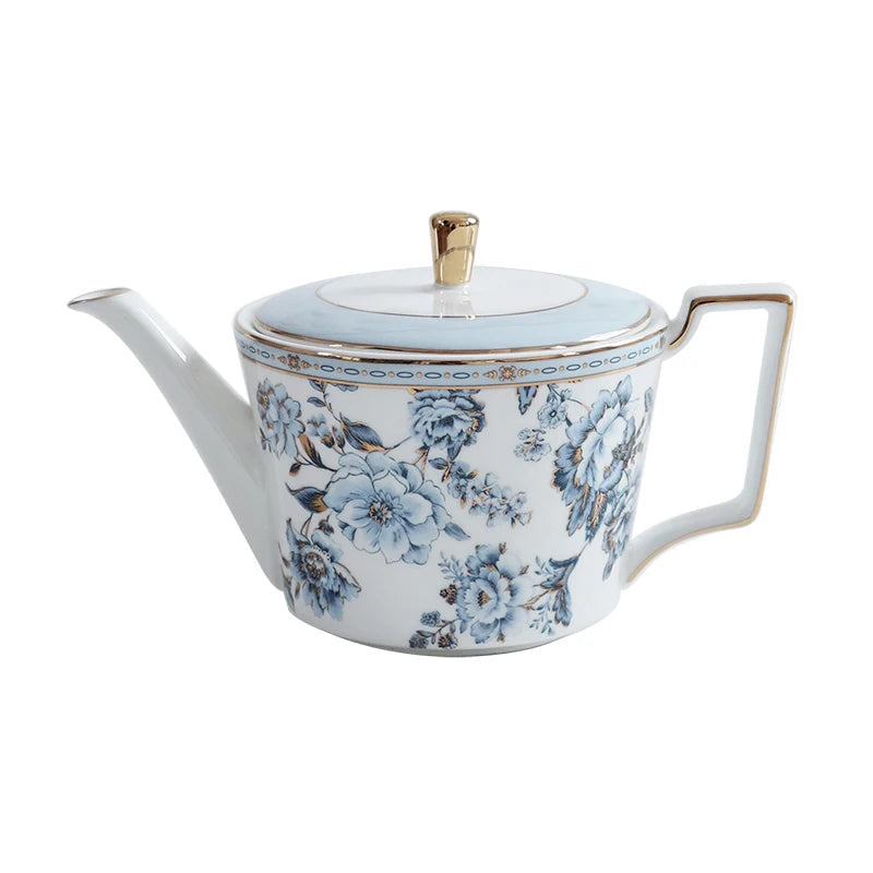 Moonlit Florals Bone China 5‑Piece Tea Set for Two – Essential Teapot & Cup Set