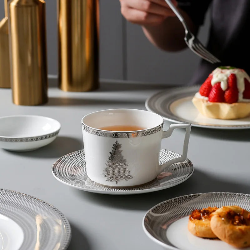 Winter Lodge Bone China 5‑Piece Tea Set for Two – Essential Teapot & Cup Set