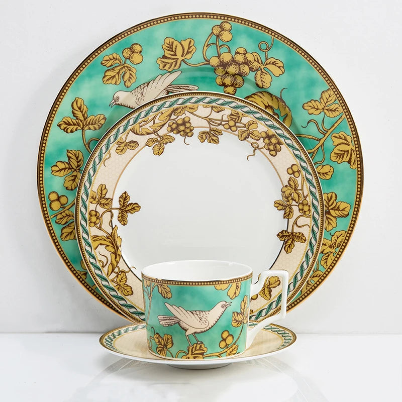 Canopy Aviary Bone China 4‑Piece Dinner Plate Set