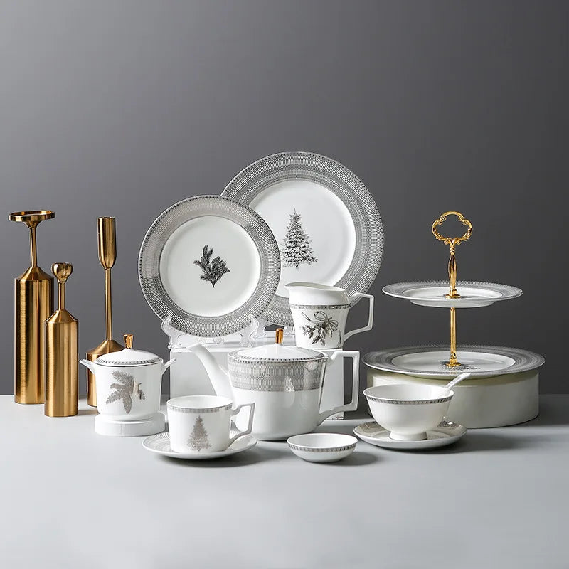 Winter Lodge Bone China 5‑Piece Tea Set for Two – Essential Teapot & Cup Set