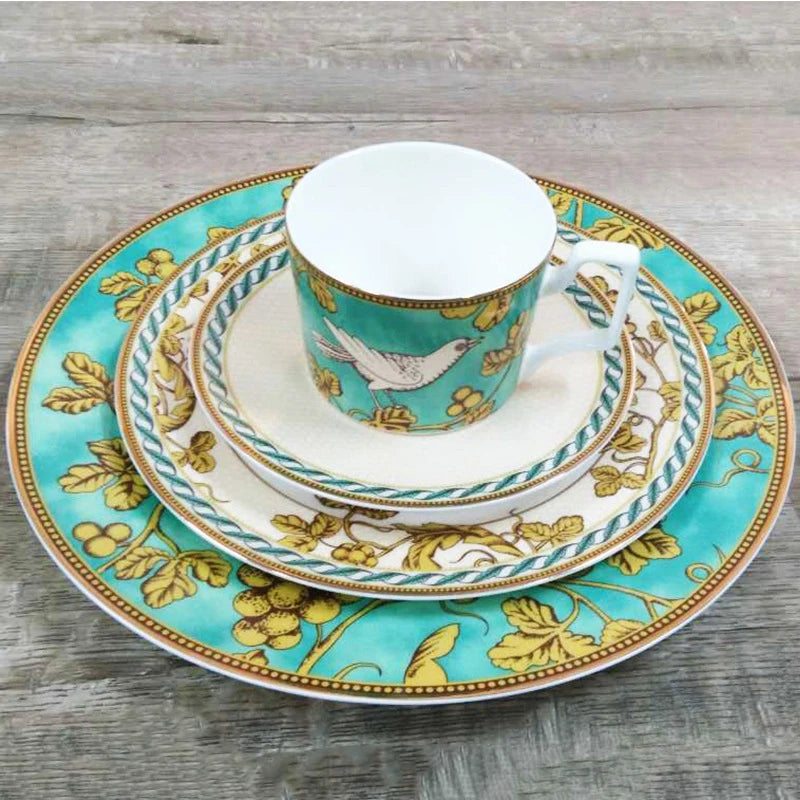 Canopy Aviary Bone China Tea Set for One – Cup Set & Plates